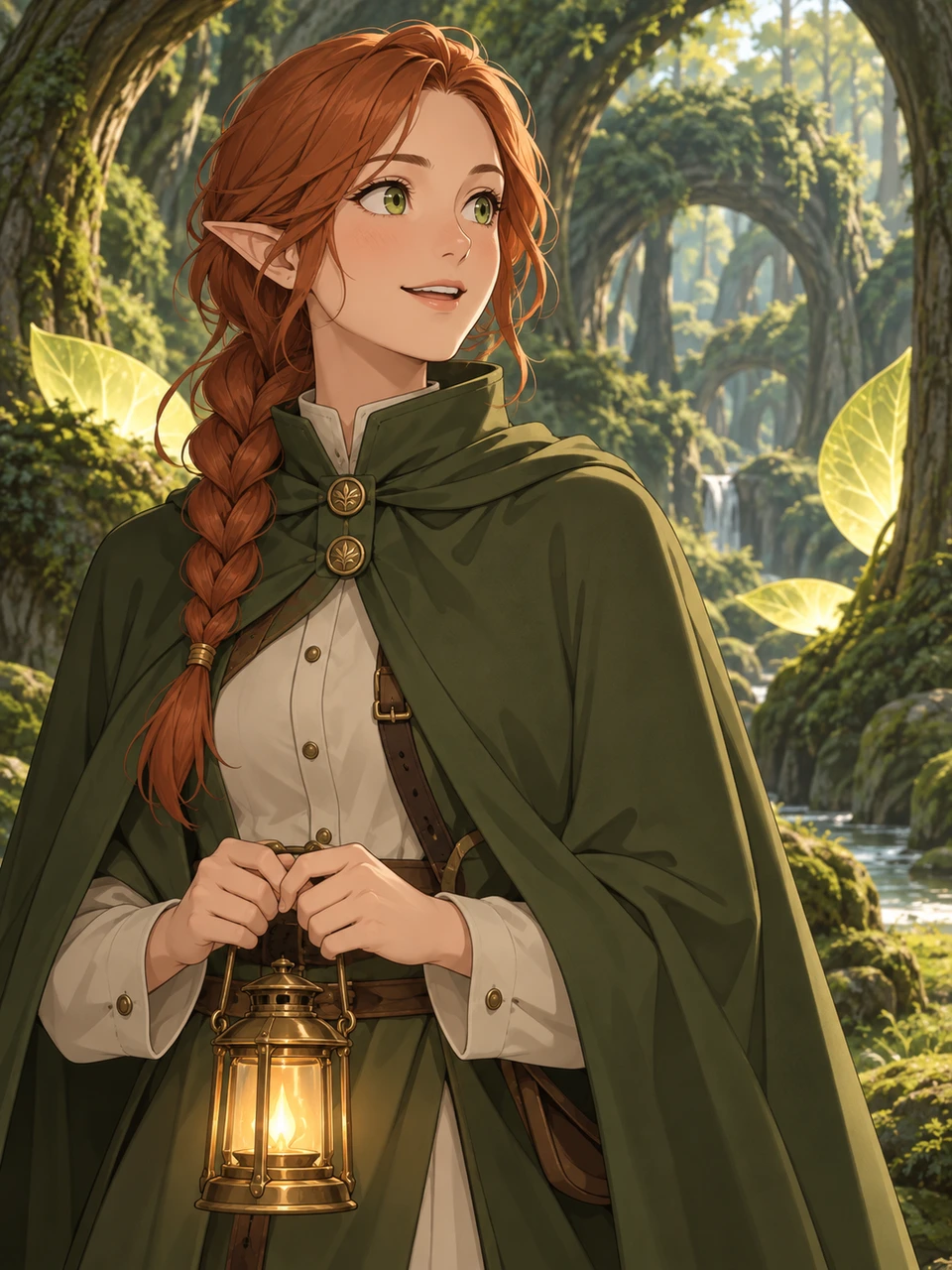 Lumi carrying a lantern through an enchanted forest